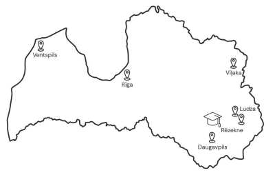 Valsts sobežsardzes pārvalžu atrašanās vietas kartē