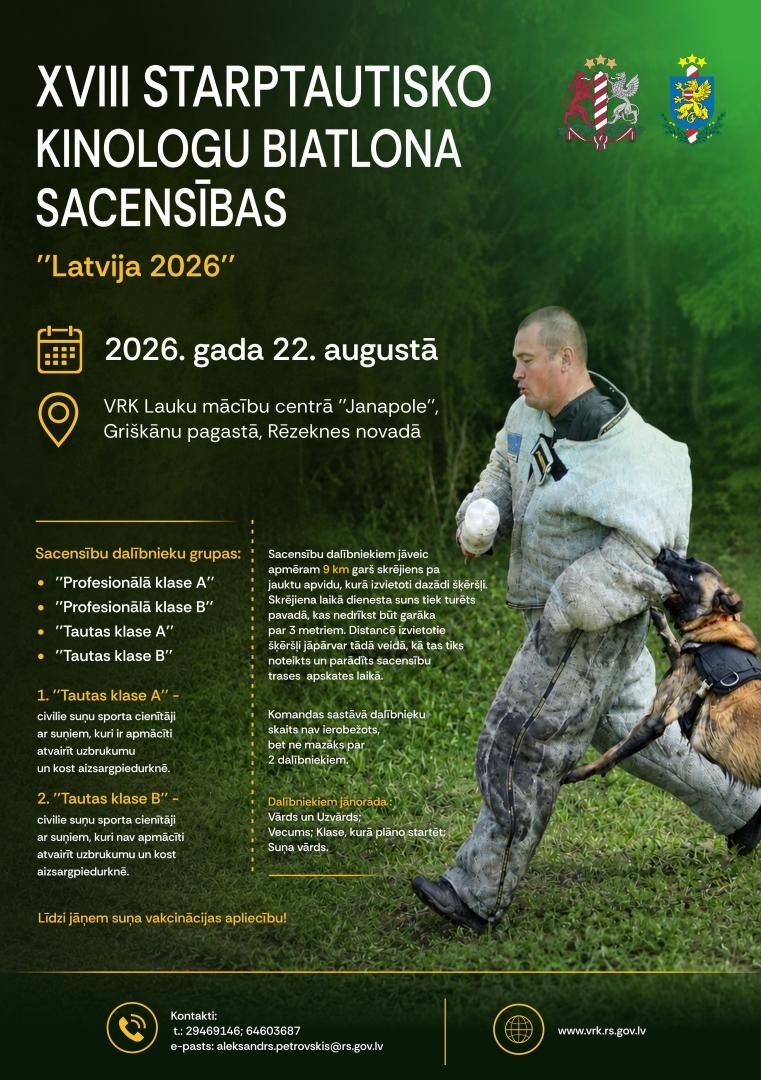Starptautisko kinologu biatlona sacensību afiša