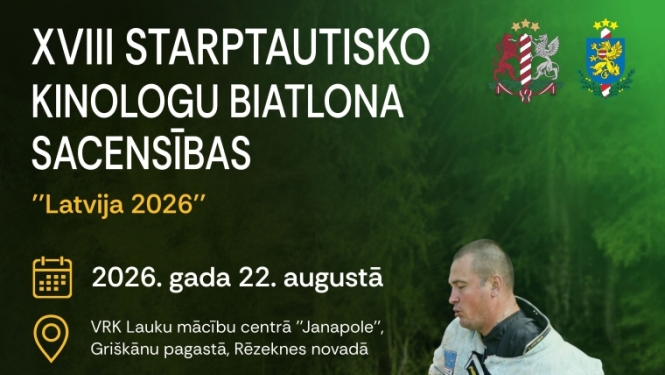 Kinologu biatlona sacensību afiša