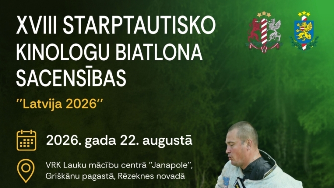 Starptautisko kinologu biatlona sacensību afiša