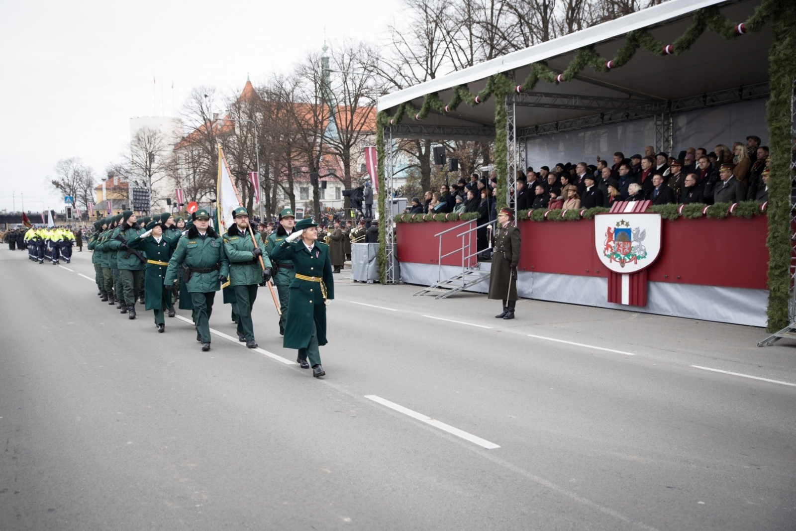 Militārajā parādē Valsts robežsardzi pārstāvēja  Valsts robežsardzes koledžas vienība