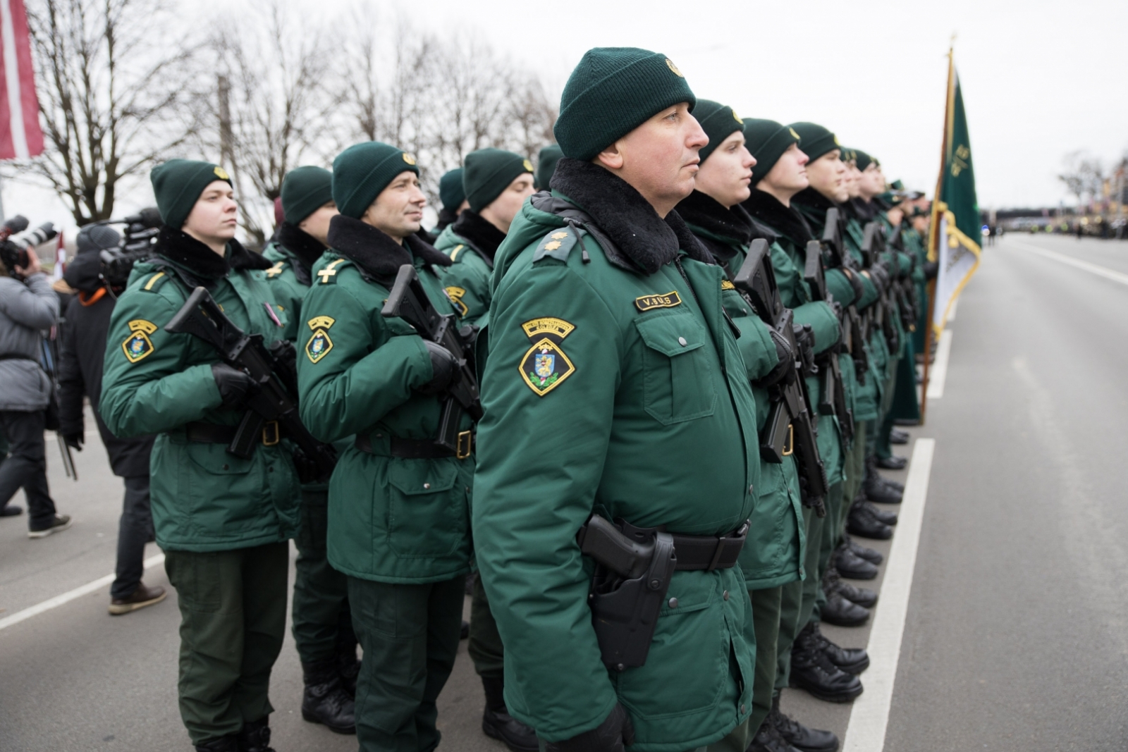 Militārajā parādē Valsts robežsardzi pārstāvēja  Valsts robežsardzes koledžas vienība