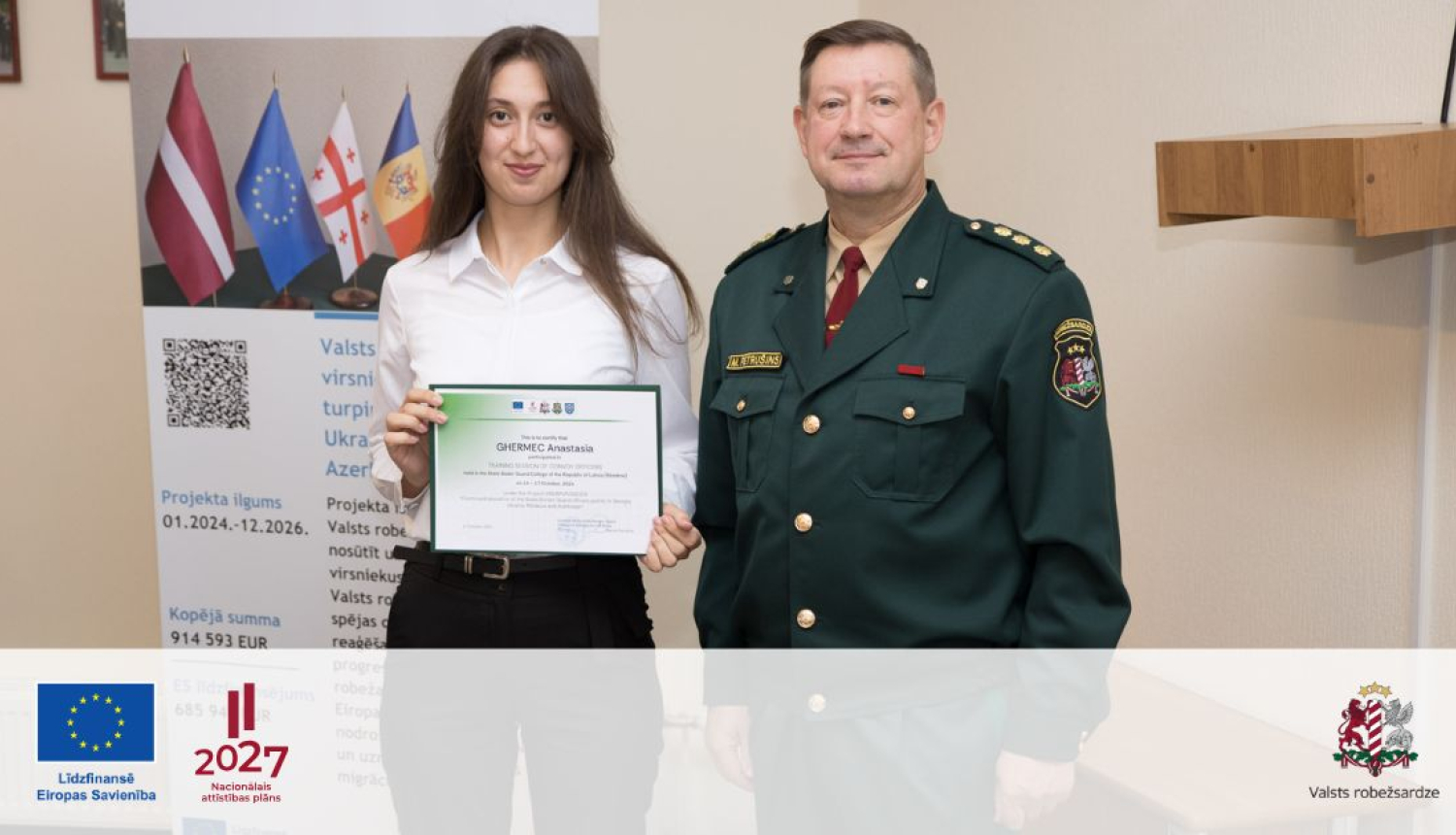 Moldovas Republikas Migrācijas ģenerālinspektorāta amatpersonas pabeigušas apmācības Valsts robežsardzes koledžā Nr.27